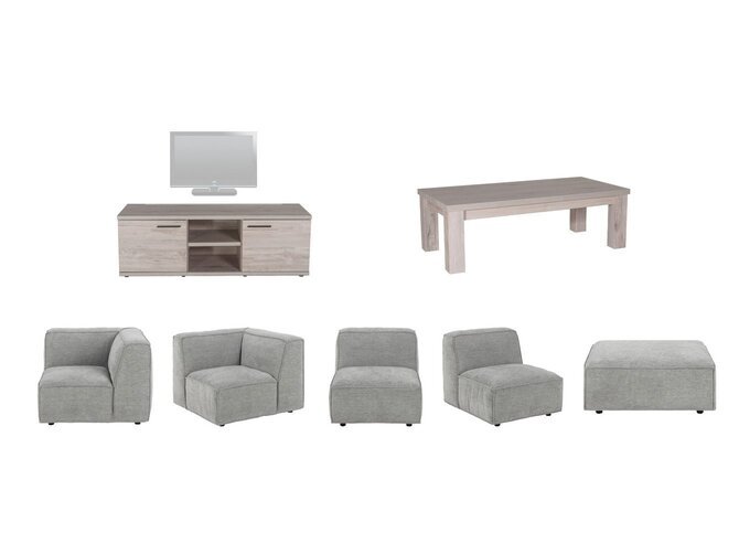 Promo Natura TV cabinet, coffee table and corner lounge Stockholm