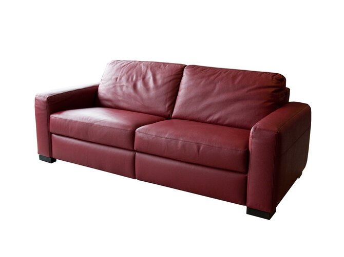 CANDRO Sofa 2 Sitzer rotes Leder