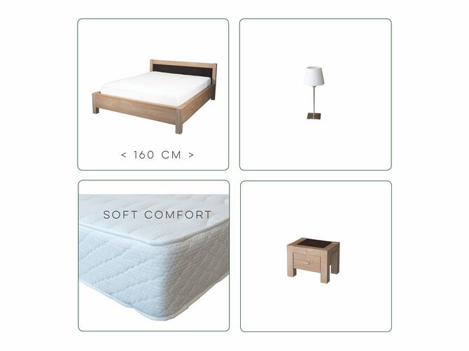 Domus Bed 160 + Admiral + Nightstand + Nightlamp