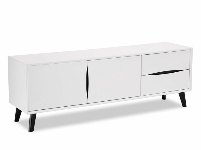 LYON meuble TV - 2 portes, 2 tiroirs - blanc