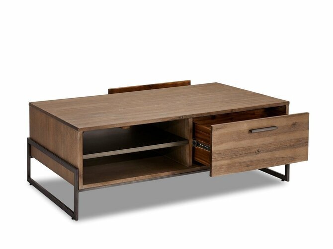 MALLORCA TV-furniture - 120*75/45 - 2 drawers - Acacia & feet dark grey