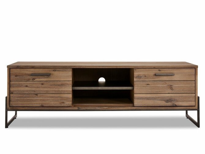 MALLORCA TV-cupboard - 2 drawers - 152*45/50 - Acacia & dark grey