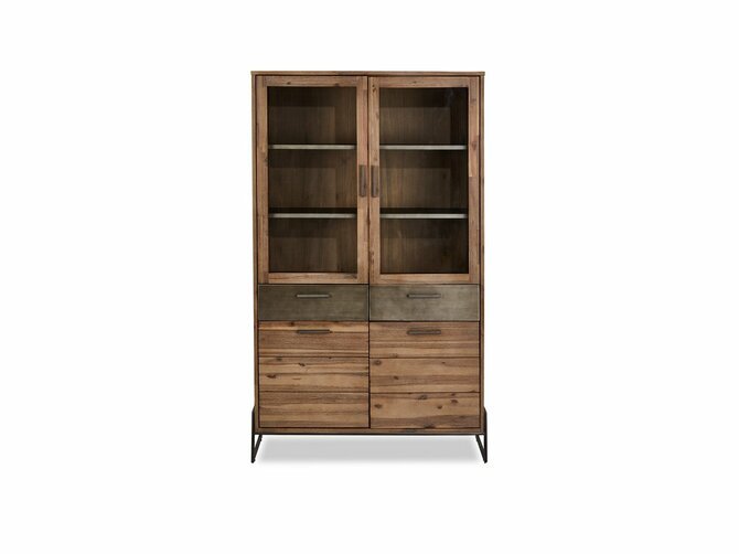 MALLORCA China cupboard - 4 doors & 2 drawers - 110*40/187 - Acacia & darkgrey