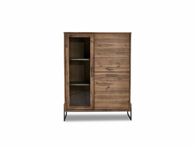MALLORCA High cupboard - 3 doors - 100*40/130 - Acacia & dark grey