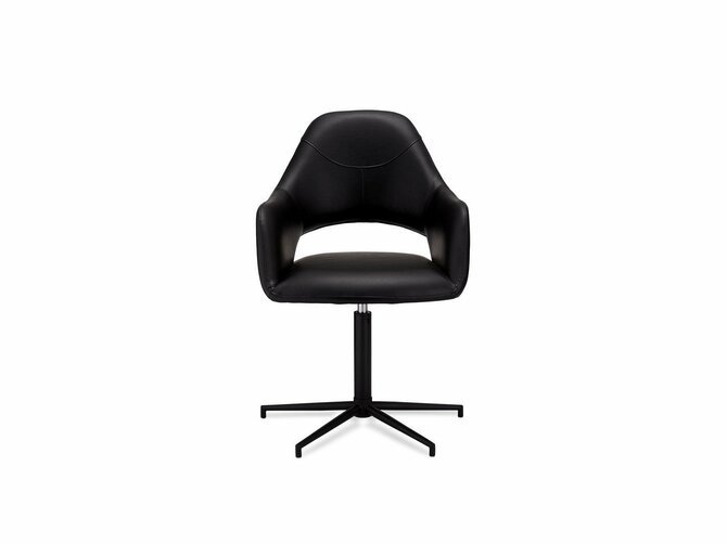 LUNA Dining chair - 59*64/89 - Seat & Back Black PU - Feet Black metal