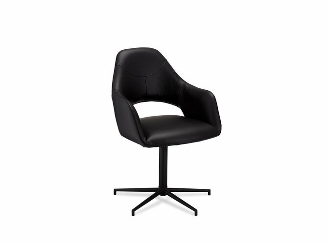 LUNA Dining chair - 59*64/89 - Seat & Back Black PU - Feet Black metal