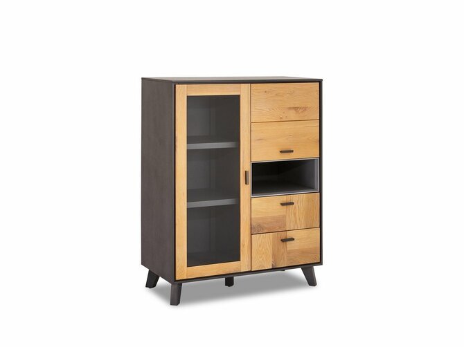 SENTOSA China cupboard - 2 doosr & 2 drawers - 91*45/120 - Oak & Black