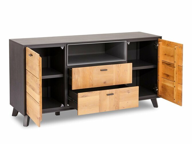 SENTOSA Sideboard - 2 doors & 2 drawers - 165*47/85 - Oak en Black