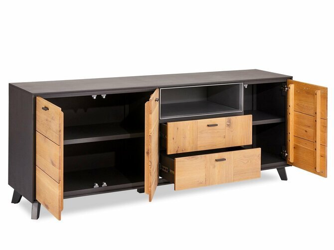 SENTOSA Sideboard - 3 doors & 2 drawers - 210*47/85 - Oak en Black