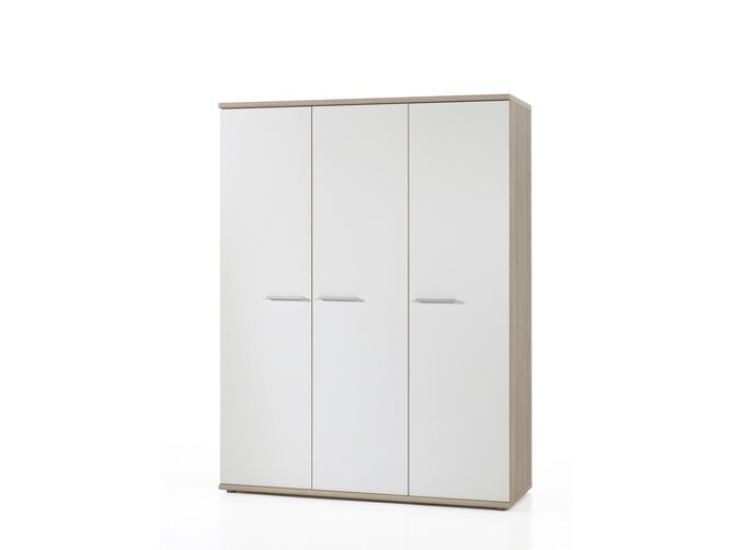 DELIA Wardrobe 3 doors - 6 shelves wereof 1 with hanging rod - Oak & White