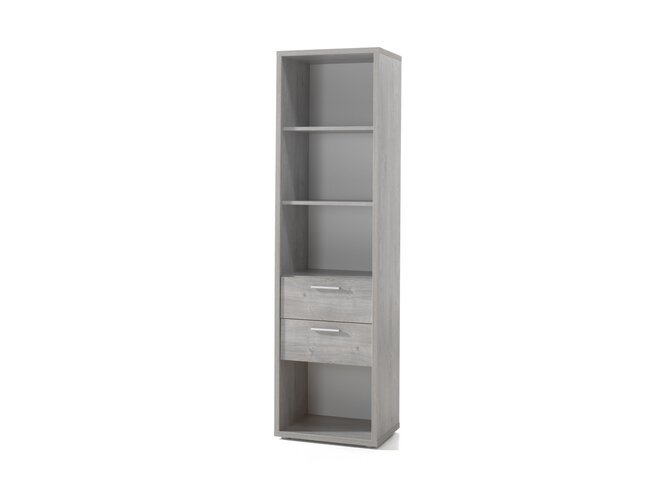 VIC bibliothèque - 2 tiroirs, 4 étagères - blanc-gris