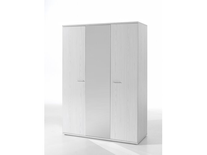 HELGA Wardrobe 3 doors - 6 shelves with 1 hanging rod - Moonlight Oak