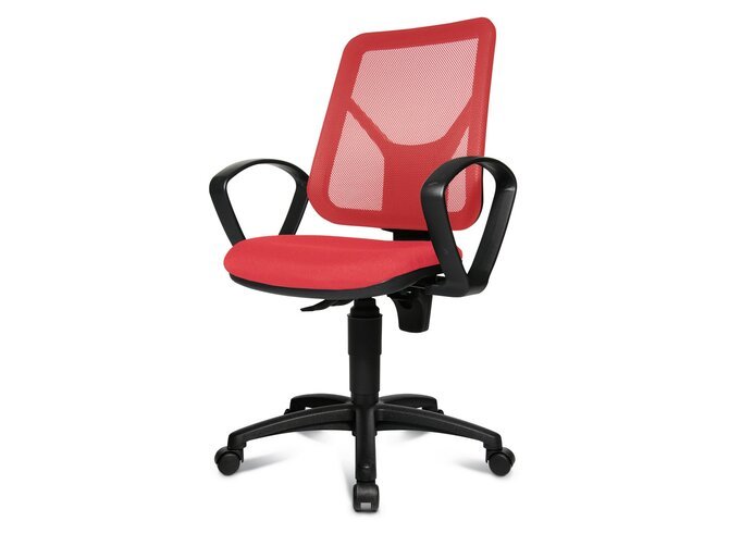 AIRGO NET chaise de bureau avec accoudoirs - tissu noir et maille rouge