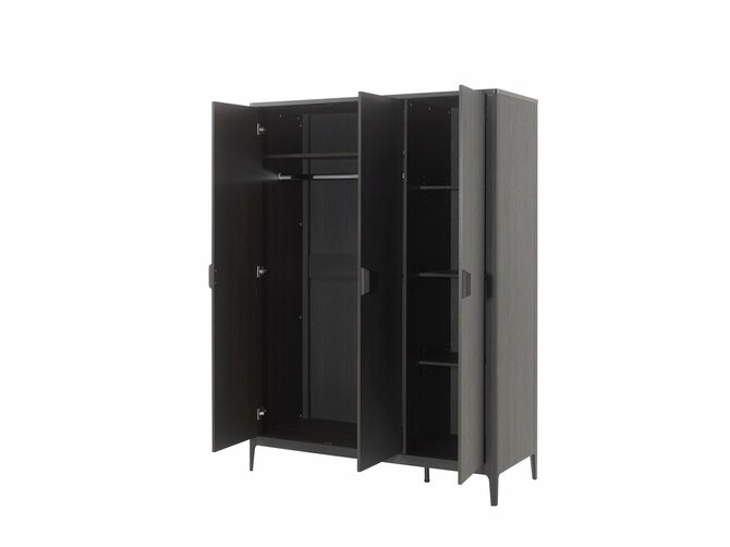 AZALEA Armoire penderie - 3 portes - noir mat