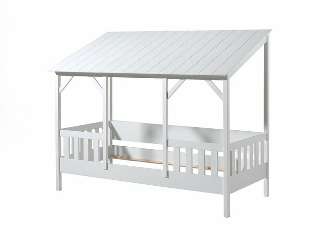 HOUSEBED Bett mit Dach - weiß - für Matratze 90 * 200 -