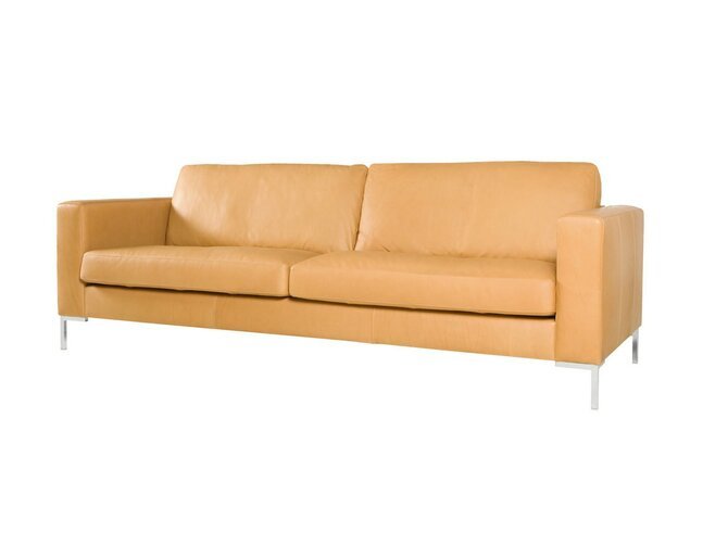 IMPULSE 3-Seater - Leather Aniline Latte - Feet 124 brushed steel - under armrest