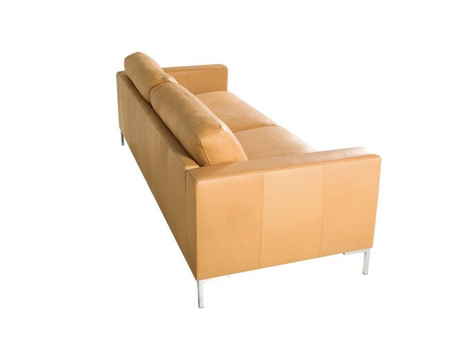 IMPULSE 3-Seater - Leather Aniline Latte - Feet 124 brushed steel - under armrest