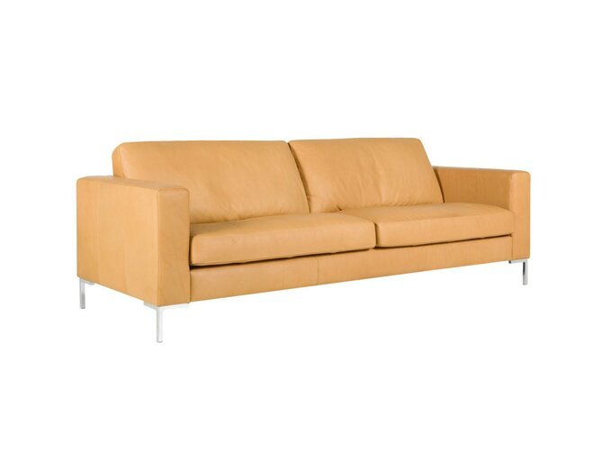 IMPULSE 3-Seater - Leather Aniline Latte - Feet 124 brushed steel - under armrest