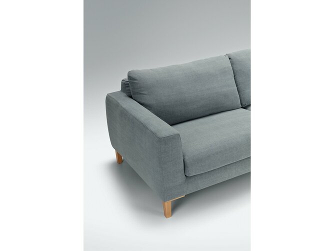 MALIN Cornersofa - Longchair right - Set 2R - Fabric Kiss 7 Blue - Feet 152 Oak