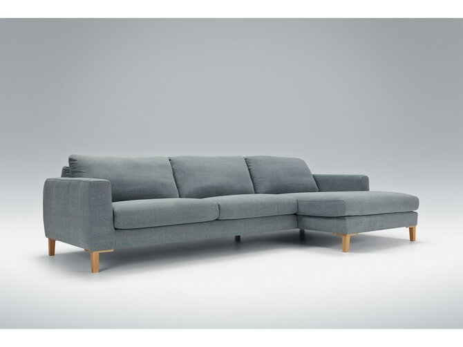MALIN Cornersofa - Longchair right - Set 2R - Fabric Kiss 7 Blue - Feet 152 Oak