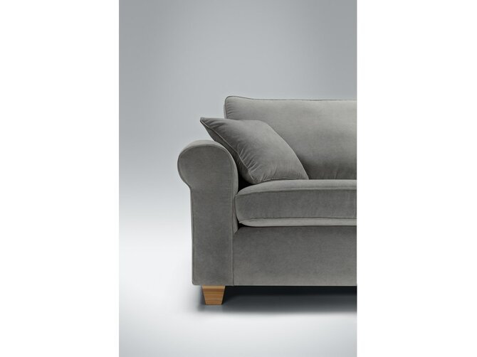 ROMANTIC 3-Seater - Fabric Malibu Velvet 2 Grey - Feet Oak