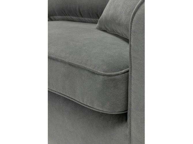 ROMANTIC canapé 3 places - tissu  velours gris - pieds noirs