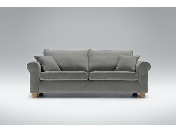 ROMANTIC 3-Seater - Fabric Malibu Velvet 2 Grey - Feet Oak