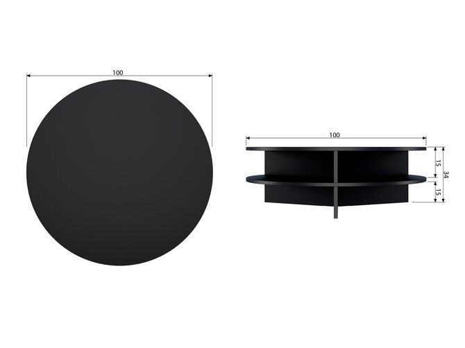 TRIAN Couchtisch - Eschenholz Schwarz - 3 Fächer