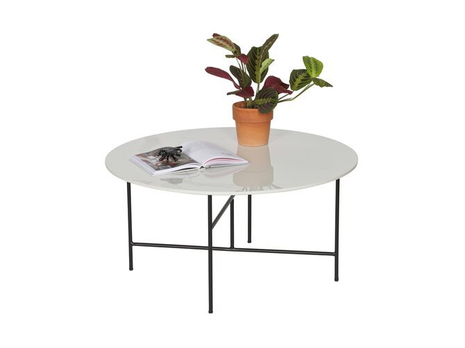 VIDA table basse - plateau effet marbre blanc - base métal noir