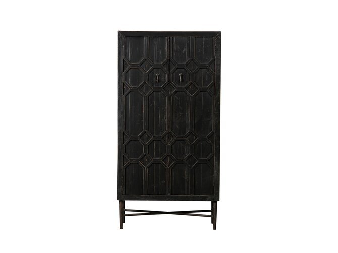 BEQUEST Cabinet - Black wood - 2 doors - 3 shelves