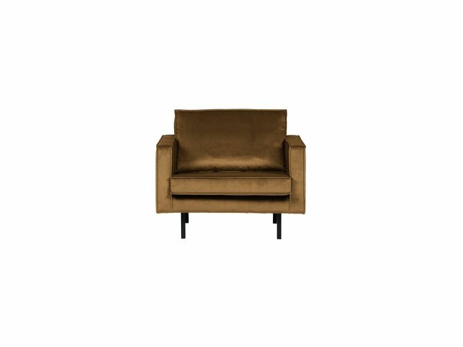 RODEO Armchair - Velvet Honey yellow - Feet black metal