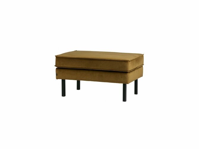 RODEO Footstool - Velvet Honey yellow - Feet black metal