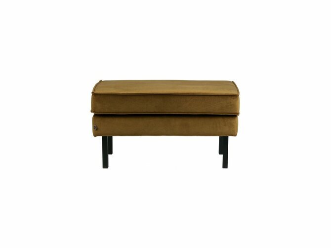 RODEO Footstool - Velvet Honey yellow - Feet black metal