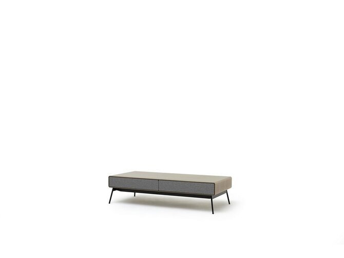 CARESS Coffeetable - 2 drawers with 2 drawers fabric 01 Vitreous - Color S3 Silk Grey
