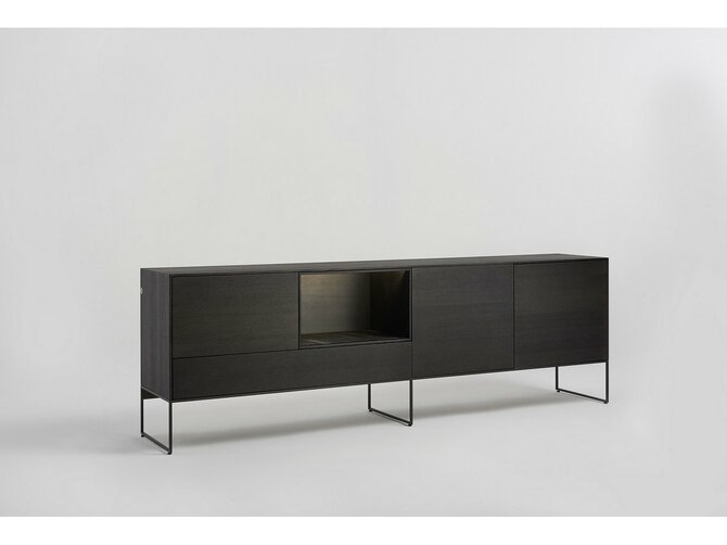 INTENSE Sideboard - 2 doors, 1 niche, 1 drawer - Color S6 Silk Lava - Feet B45 Black