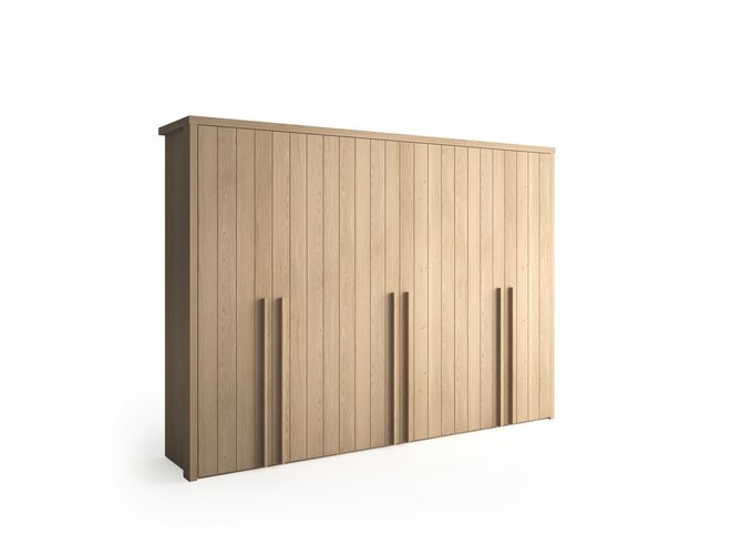 STUGA armoire penderie 6 portes - bois teinte naturel