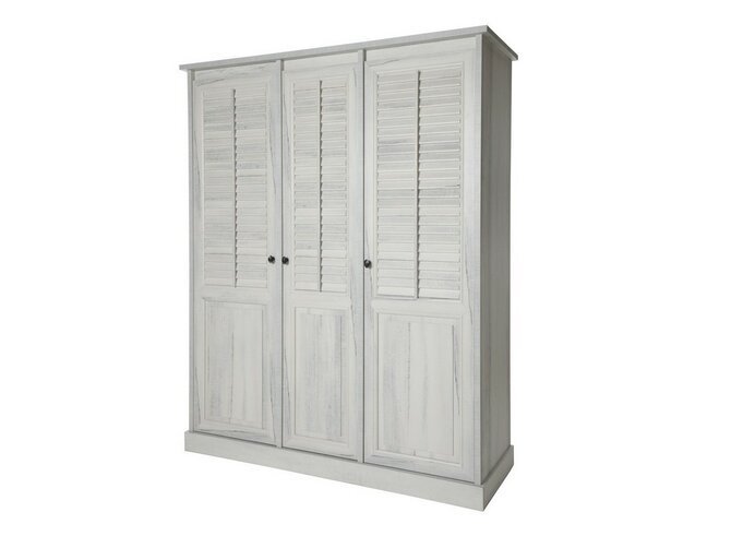 ARUBA armoire penderie 3 portes -bois cérusé blanc 