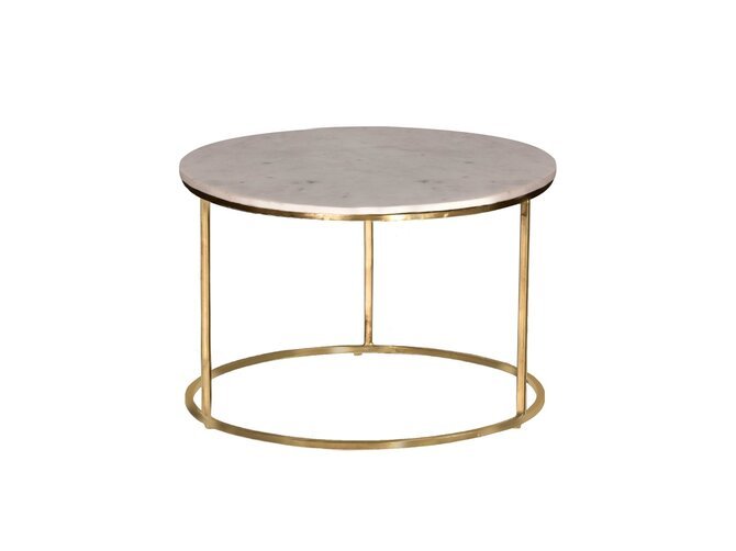 CLOCKS table d'appoint - plateau marbre blanc - cadre laiton doré