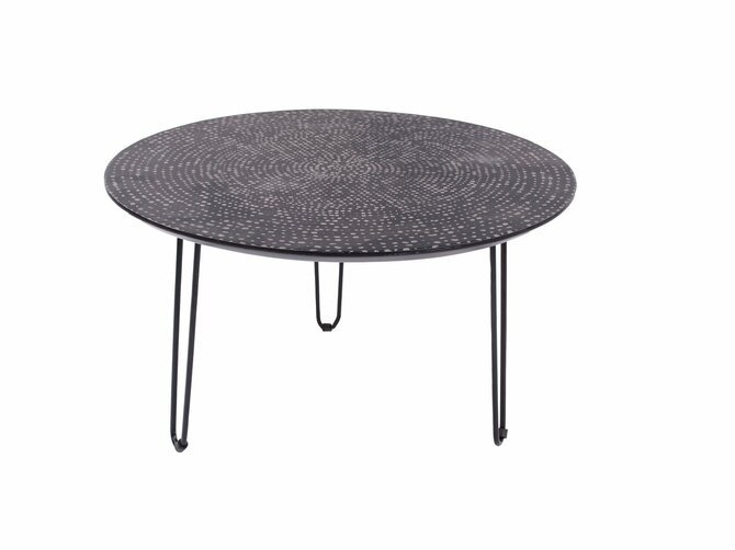 PUNTO Couchtisch - Top MDF Taupe - Füße schwarz