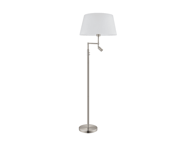 SANTANDER Stehlampe mit Leselampe - Nickel & Weiß - inkl. E27 Glühbirne