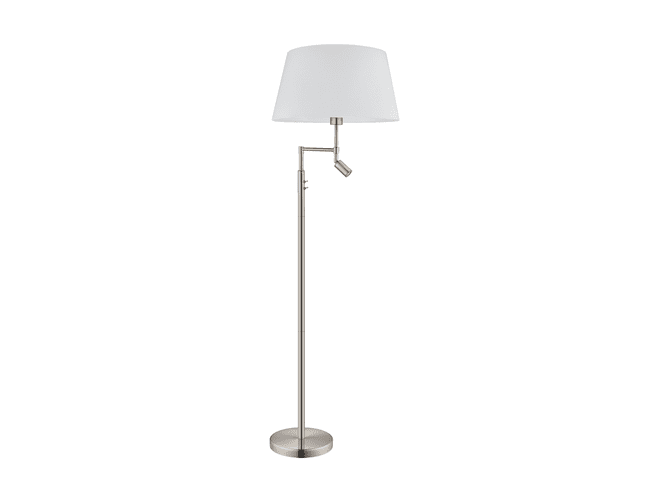 SANTANDER Standinglamp with reading lamp - Nickel & White - incl. E27 bulb