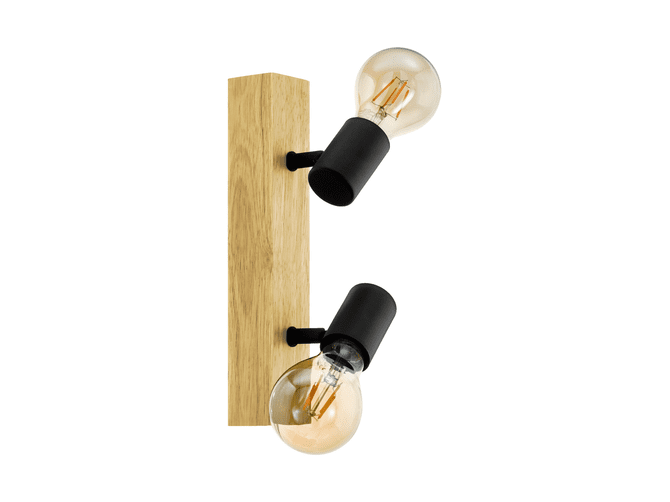 TOWNSHEND 3 Plafondlamp - Hout & Zwart - Incl. 2x Lamp E27