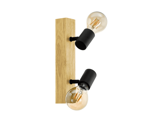 TOWNSHEND 3 Ceiling lamp - Wood & Black - Incl. 2x Bulb E27