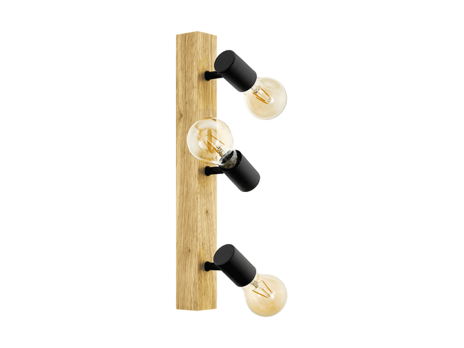 TOWNSHEND 3 Plafondlamp - Hout & Zwart - Incl. 3x Lamp E27