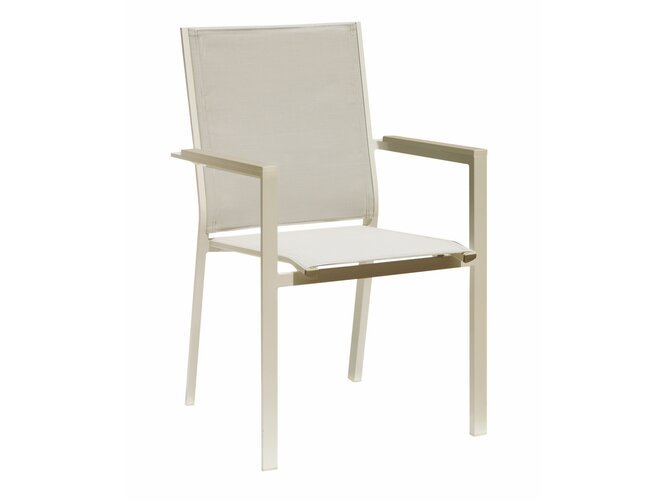 ALICANTE Gardenchair with armrests - White/Khaki