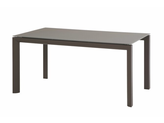 CALVIN table de jardin, plateau verre gris, cadre gris