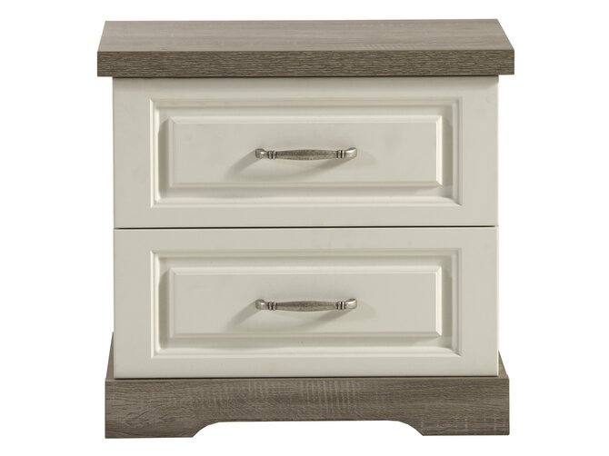 IVETTE Nightstand - 2 drawers - Color Truffle & Porcelain