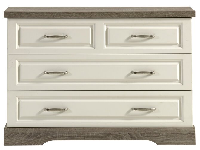 IVETTE chest of 3 drawers - Color Truffle & Porcelain
