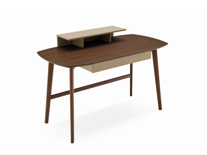 MATCH Desk - 130*65/75 - Woodcolor Smoke P12 - Drawer P328 Nougat 