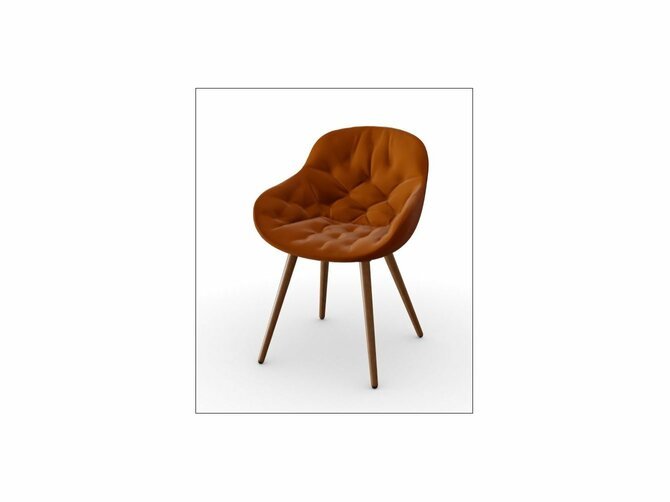IGLOO SOFT Diningchair - Fabric Venice SoK Brick red - feet P201 Walnut